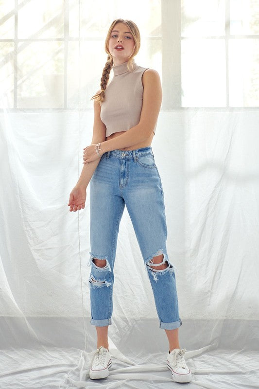 Distressed Mom Jeans