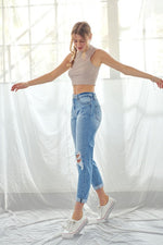 Load image into Gallery viewer, Distressed Mom Jeans
