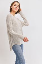 Load image into Gallery viewer, Open Back Drop Shoulder Slub Knit Top

