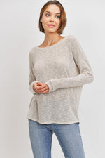 Load image into Gallery viewer, Open Back Drop Shoulder Slub Knit Top
