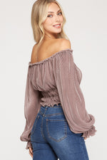 Load image into Gallery viewer, Mocha Off The Shoulder Top
