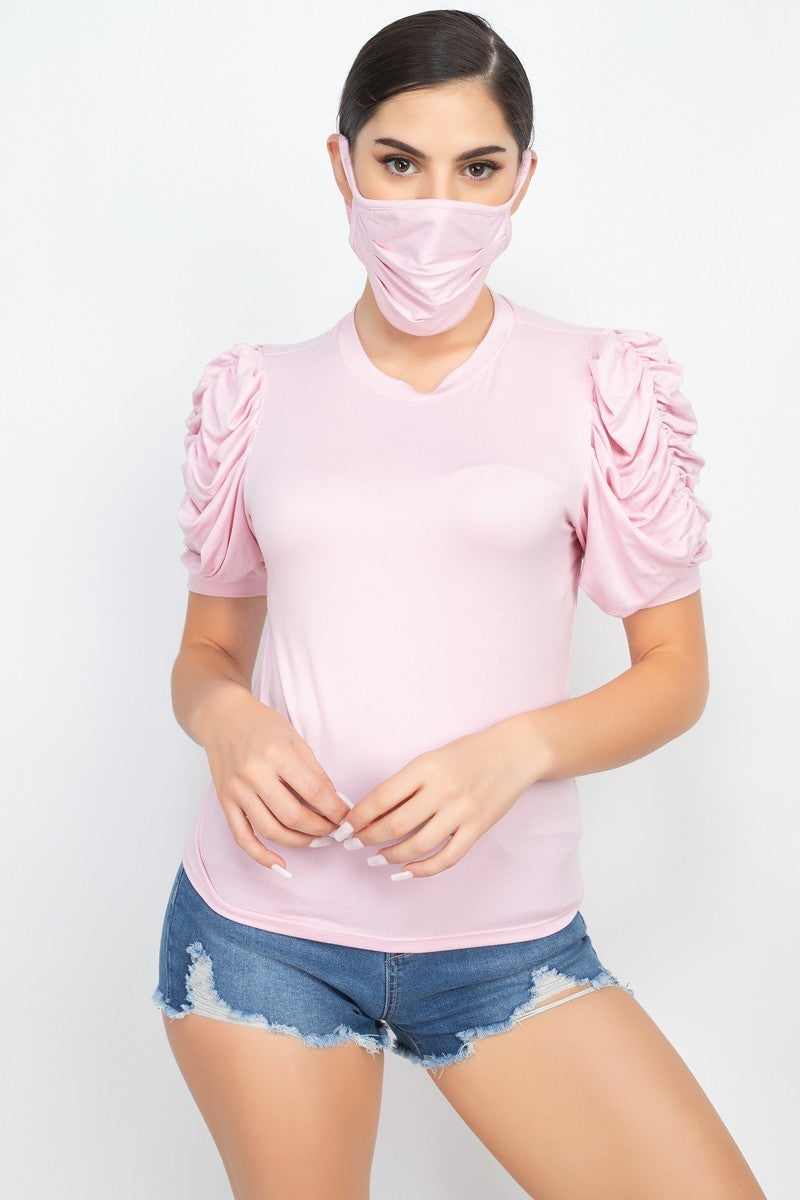 Puff Sleeve Top and Mask Set