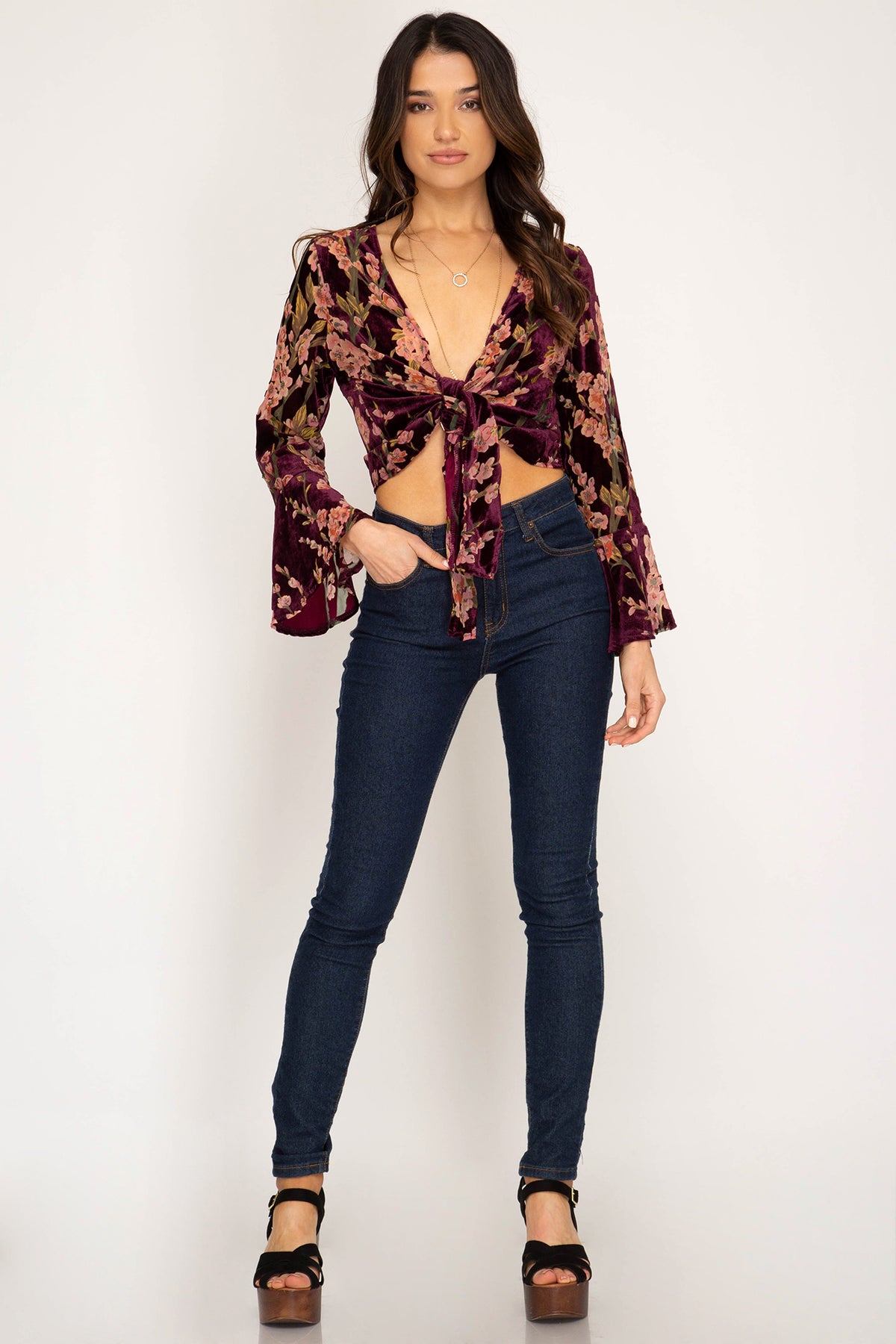 Bell Sleeve Crop Top