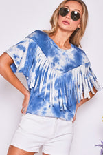 Load image into Gallery viewer, Blue Fringe Top
