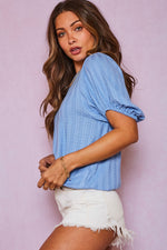 Load image into Gallery viewer, One Shoulder Blue Knit Top
