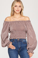 Load image into Gallery viewer, Mocha Off The Shoulder Top
