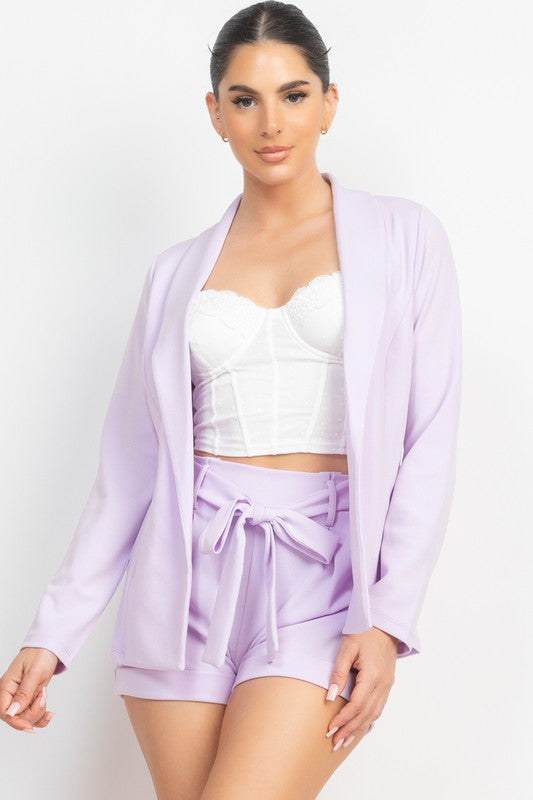 Open-Front Jacket & Pleated Short Set